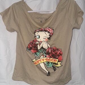 Betty Boop brown off the shoulder top medium new